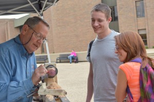 Central Illinois Woodturners show student their craft. Photo Courtesy Illinois Central College