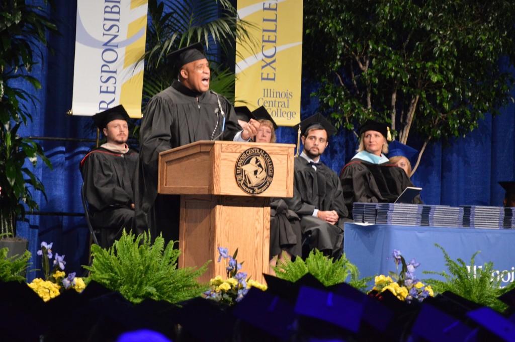 Peoria-native Carl Cannon gave an inspirational speech about the importance an educational experience can have in a person's life and how everyone can leave a positive influence on their environment. REID|HARBINGER