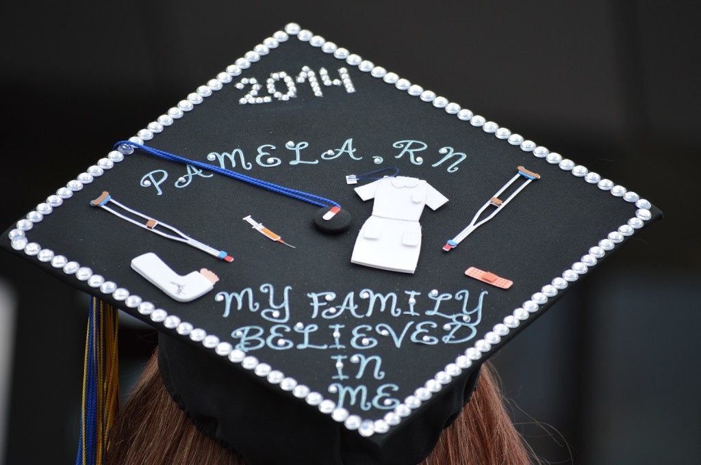 One nursing student used their graduation cap to show her appreciation for her family. REID|HARBINGER