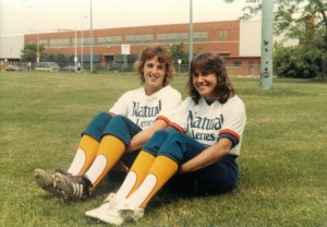 Tonya Gilles, right, played for the Pekin Lettes after her college years. Photo courtesy TONYA GILLES-KOCH